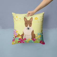 Load image into Gallery viewer, Easter Eggs Bull Terrier Brindle Throw Pillow - 14x14 Decorative Pillow – Art for Your Home &amp; Patio BB6137PW1414