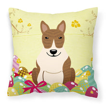 Load image into Gallery viewer, Easter Eggs Bull Terrier Brindle Fabric Decorative Pillow BB6137PW1818