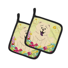 Load image into Gallery viewer, Easter Eggs Chow Chow White Pot Holders - Set of 2 - Heat-Resistant Kitchen Essentials BB6140PTHD