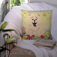 Load image into Gallery viewer, Easter Eggs Chow Chow White Throw Pillow - 14x14 Decorative Pillow – Art for Your Home &amp; Patio BB6140PW1414