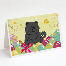 Load image into Gallery viewer, Easter Eggs Chow Chow Black Greeting Cards -  Blank Note Cards – 8-Pack of Artist-Designed Cards with Envelopes