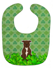Load image into Gallery viewer, Staffordshire Bull Terrier Chocolate Shamrocks Baby Bib BB6189BIB