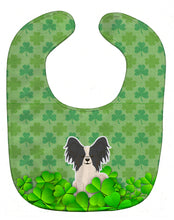 Load image into Gallery viewer, Papillon Black White Shamrocks Baby Bib BB6217BIB