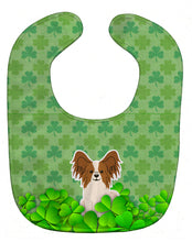 Load image into Gallery viewer, Papillon Red White Shamrocks Baby Bib BB6219BIB