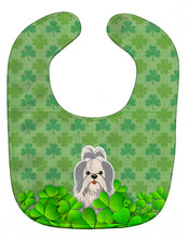 Load image into Gallery viewer, Shih Tzu Silver White Shamrocks Baby Bib BB6226BIB