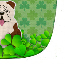 Load image into Gallery viewer, English Bulldog Brindle White Shamrocks Baby Bib BB6262BIB