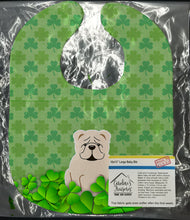 Load image into Gallery viewer, English Bulldog White Shamrocks Baby Bib BB6264BIB