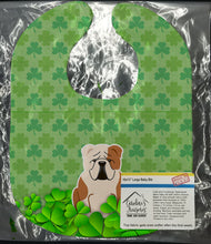 Load image into Gallery viewer, English Bulldog Fawn White Shamrocks Baby Bib BB6266BIB