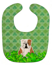 Load image into Gallery viewer, English Bulldog Fawn White Shamrocks Baby Bib BB6266BIB
