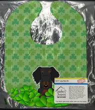 Load image into Gallery viewer, Wire Haired Dachshund Black Tan Shamrocks Baby Bib BB6268BIB