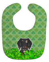 Load image into Gallery viewer, Wire Haired Dachshund Dapple Shamrocks Baby Bib BB6269BIB