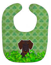 Load image into Gallery viewer, Wire Haired Dachshund Chocolate Shamrocks Baby Bib BB6270BIB
