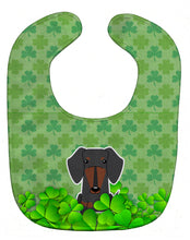 Load image into Gallery viewer, Dachshund Black Tan Shamrocks Baby Bib BB6273BIB