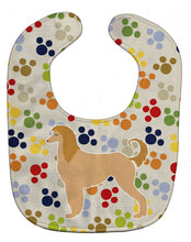 Load image into Gallery viewer, Afghan Hound Pawprints Baby Bib BB6311BIB