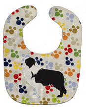 Load image into Gallery viewer, Black Border Collie Pawprints Baby Bib BB6328BIB
