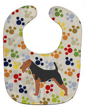 Load image into Gallery viewer, Airedale Terrier Pawprints Baby Bib BB6362BIB