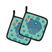 Load image into Gallery viewer, Blue Elephant Pot Holders - Set of 2 - Heat-Resistant Kitchen Essentials BB6733PTHD