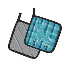 Load image into Gallery viewer, Unicorn in Plaid Pot Holders - Set of 2 - Heat-Resistant Kitchen Essentials BB6740PTHD