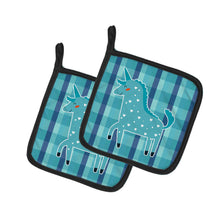 Load image into Gallery viewer, Unicorn in Plaid Pot Holders - Set of 2 - Heat-Resistant Kitchen Essentials BB6740PTHD