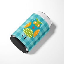 Load image into Gallery viewer, Owl on Blue Plaid Can or Bottle Hugger BB6755CC