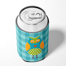Load image into Gallery viewer, Owl on Blue Plaid Can or Bottle Hugger BB6755CC