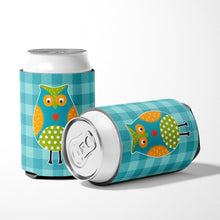 Load image into Gallery viewer, Owl on Blue Plaid Can or Bottle Hugger BB6755CC