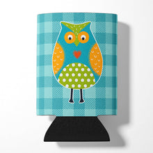 Load image into Gallery viewer, Owl on Blue Plaid Can or Bottle Hugger BB6755CC