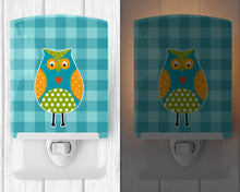 Load image into Gallery viewer, Owl on Blue Plaid Ceramic Night Light BB6755CNL