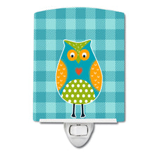 Load image into Gallery viewer, Owl on Blue Plaid Ceramic Night Light BB6755CNL