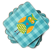 Load image into Gallery viewer, Owl on Blue Plaid Foam Coaster  BB6755FC