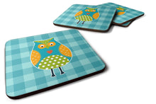 Load image into Gallery viewer, Owl on Blue Plaid Foam Coaster  BB6755FC