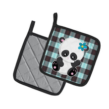 Load image into Gallery viewer, Panda on Plaid Pot Holders - Set of 2 - Heat-Resistant Kitchen Essentials BB6800PTHD