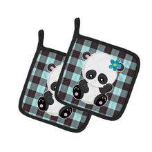 Load image into Gallery viewer, Panda on Plaid Pot Holders - Set of 2 - Heat-Resistant Kitchen Essentials BB6800PTHD