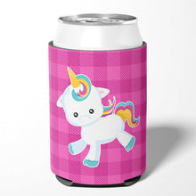 Load image into Gallery viewer, Pink Plaid Unicorn Can or Bottle Hugger BB6807CC