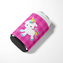 Load image into Gallery viewer, Pink Plaid Unicorn Can or Bottle Hugger BB6807CC
