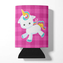 Load image into Gallery viewer, Pink Plaid Unicorn Can or Bottle Hugger BB6807CC