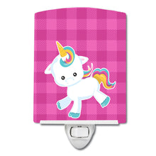 Load image into Gallery viewer, Pink Plaid Unicorn Ceramic Night Light BB6807CNL