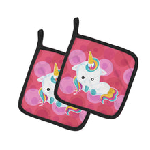 Load image into Gallery viewer, Polkadots Unicorn Pot Holders - Set of 2 - Heat-Resistant Kitchen Essentials BB6810PTHD
