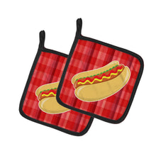 Load image into Gallery viewer, Hot Dog Plaid Pot Holders - Set of 2 - Heat-Resistant Kitchen Essentials BB6813PTHD