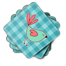 Load image into Gallery viewer, Bird on Blue Plaid Foam Coaster  BB6831FC