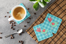 Load image into Gallery viewer, Bird on Blue Plaid Foam Coaster  BB6831FC