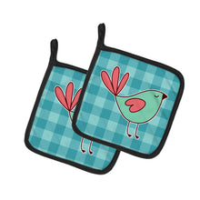 Load image into Gallery viewer, Bird on Blue Plaid Pot Holders - Set of 2 - Heat-Resistant Kitchen Essentials BB6831PTHD