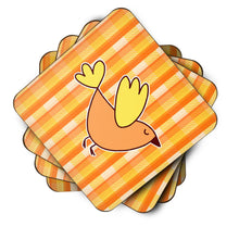 Load image into Gallery viewer, Bird on Orange Plaid Foam Coaster  BB6832FC