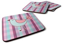 Load image into Gallery viewer, Bird on Purple Plaid Foam Coaster  BB6833FC