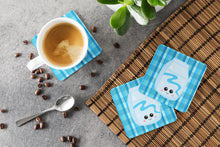 Load image into Gallery viewer, Blue Plaid and Milk Foam Coaster  BB6846FC