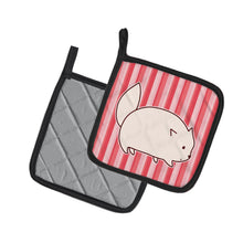 Load image into Gallery viewer, Cat Pink Stripes Pot Holders - Set of 2 - Heat-Resistant Kitchen Essentials BB6855PTHD