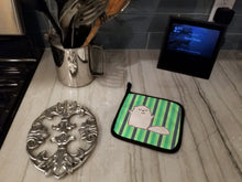 Load image into Gallery viewer, Cat Green Stripes Pot Holders - Set of 2 - Heat-Resistant Kitchen Essentials BB6856PTHD
