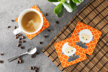Load image into Gallery viewer, Sheep on Orange Quatrafoil Foam Coaster  BB6872FC