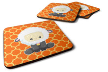Load image into Gallery viewer, Sheep on Orange Quatrafoil Foam Coaster  BB6872FC