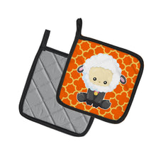 Load image into Gallery viewer, Sheep on Orange Quatrafoil Pot Holders - Set of 2 - Heat-Resistant Kitchen Essentials BB6872PTHD